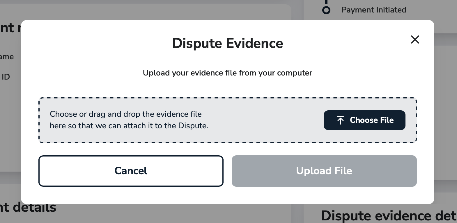 Upload Dispute Evidence Upload Dispute Evidence