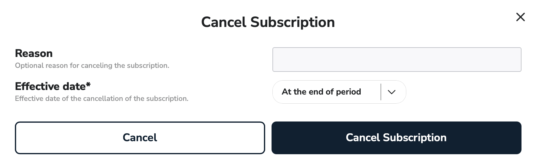 Subscriptions Cancel