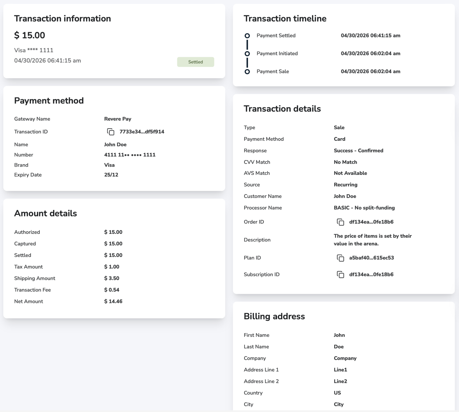 Transaction Details Transaction Details
